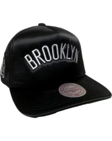 MITCHELL NESS GORRA NBA SATIN BROOKLYN NETS TRUCKER EN PARA UNISEX NEGRO