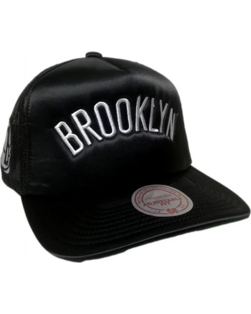 MITCHELL NESS GORRA NBA SATIN BROOKLYN NETS TRUCKER EN PARA UNISEX NEGRO