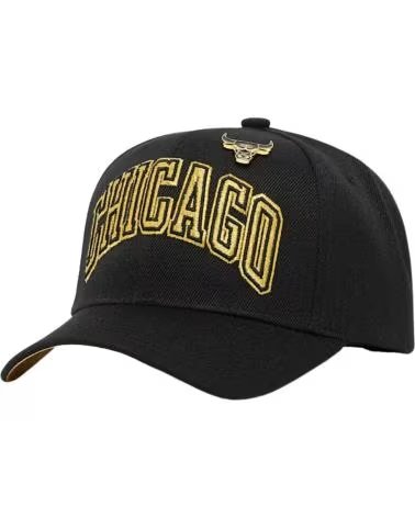 MITCHELL NESS GORRA NEGRA BULLS PINED GOLD PRO NEGRO