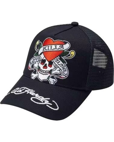 ED HARDY GORRA NEGRA LOVE SLOWLY TWILL FRONT MESH TRUCKER CAP NEGRO