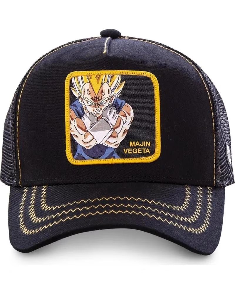 CAPSLAB GORRA NEGRA MAJIN VEGETA BORDADO FRENTE VISERA CURVA NEGRO