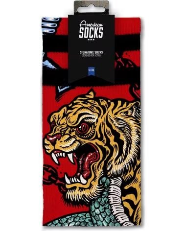 MEIAS AMERICAN SOCKS TIGER SNAKE VERMELHAS PRETAS NEGRO