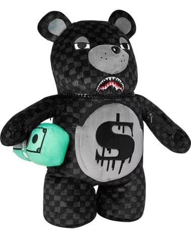 SPRAYGROUND MOCHILA NEGRA DRIPPING SHARKS IN PARIS MONEYBEAR TEDDY BEAR NEGRO