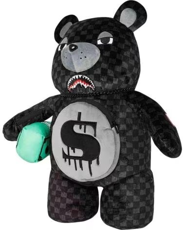 SPRAYGROUND MOCHILA NEGRA DRIPPING SHARKS IN PARIS MONEYBEAR TEDDY BEAR NEGRO