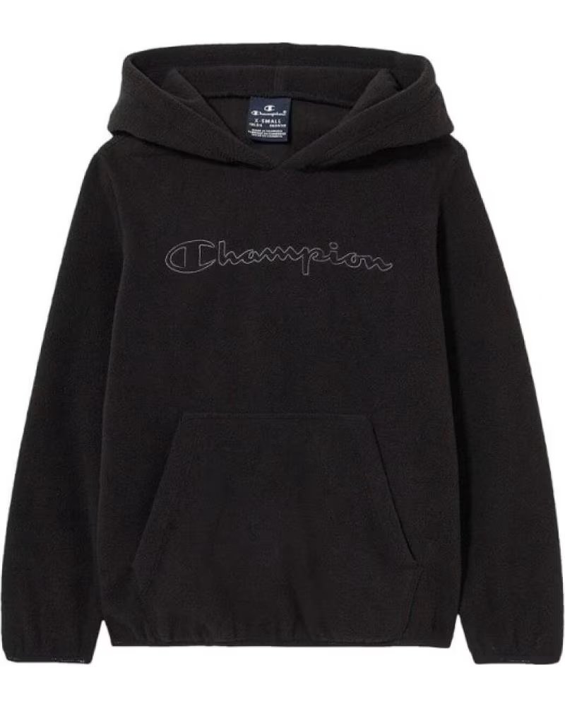 CHAMPION SUDADERA JUNIOR POLAR NEGRA BIG LOGO FLEECE HOODIE NEGRO