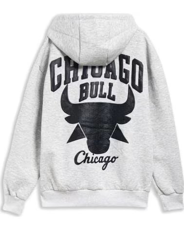 OVER STREET SUDADERA BULL CHICAGO HANDWRITE HOODIE GRIS