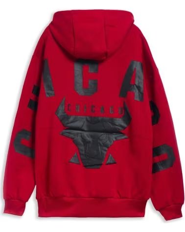 OVER STREET SUDADERA ROJA BULL CHICAGO HANDWRITE HOODIE ROJO