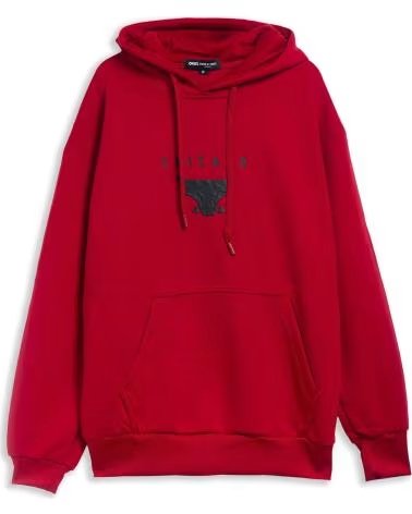 OVER STREET Sudadera roja bull chicago hoodie ROJO