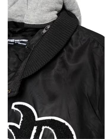 OVER STREET CAZADORA NEGRA DETROIT HOODED VARSITY JACKET NEGRO