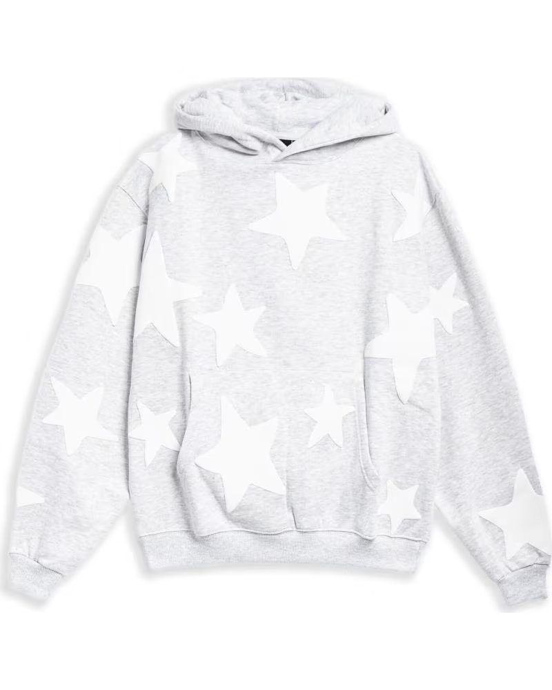 OVER STREET SUDADERA -BLANCA FALLING STARS HOODIE GRIS