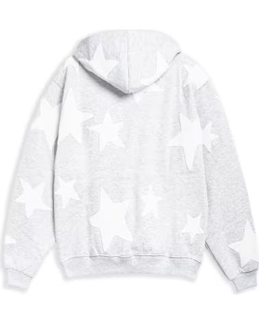 OVER STREET SUDADERA -BLANCA FALLING STARS HOODIE GRIS