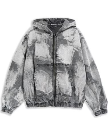 OVER STREET CAZADORA GASTADA ZIPPED JACKET GRIS