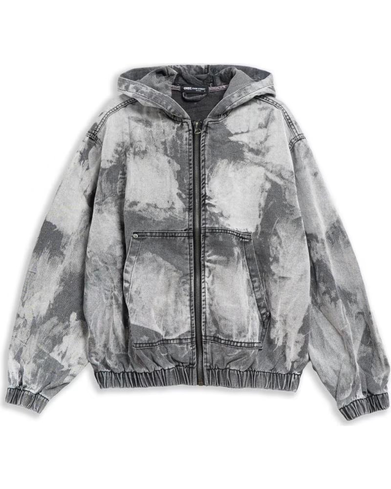 OVER STREET CAZADORA GASTADA ZIPPED JACKET GRIS