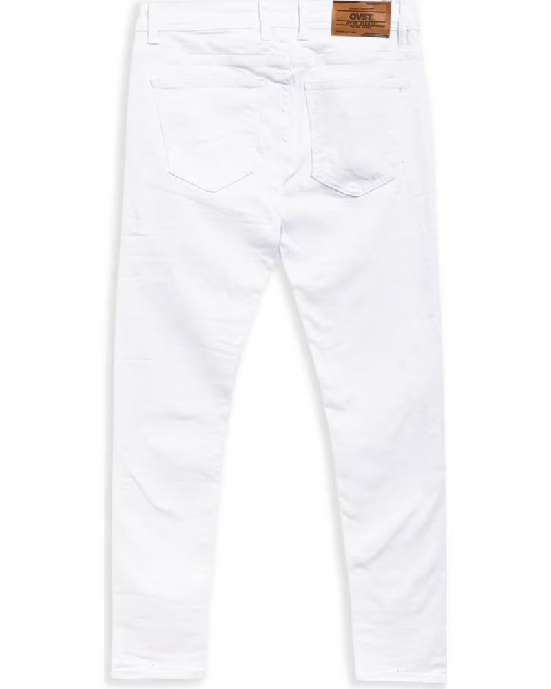 OVER STREET PANTALON SLIM FIT BASIC PANT BLANCO