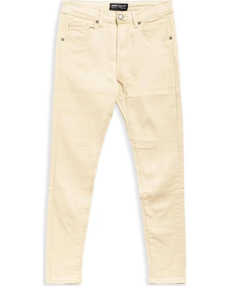 OVER STREET PANTALON SLIM FIT BASIC PANT BEIGE