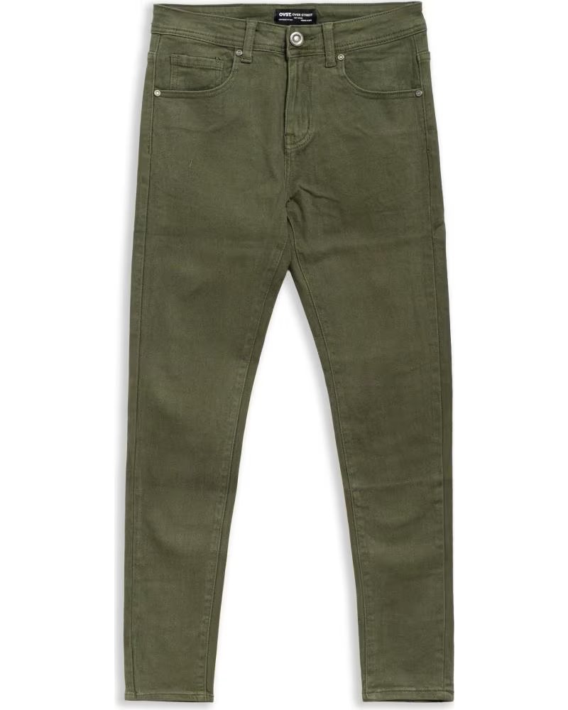 OVER STREET PANTALON SLIM FIT BASIC PANT VERDE