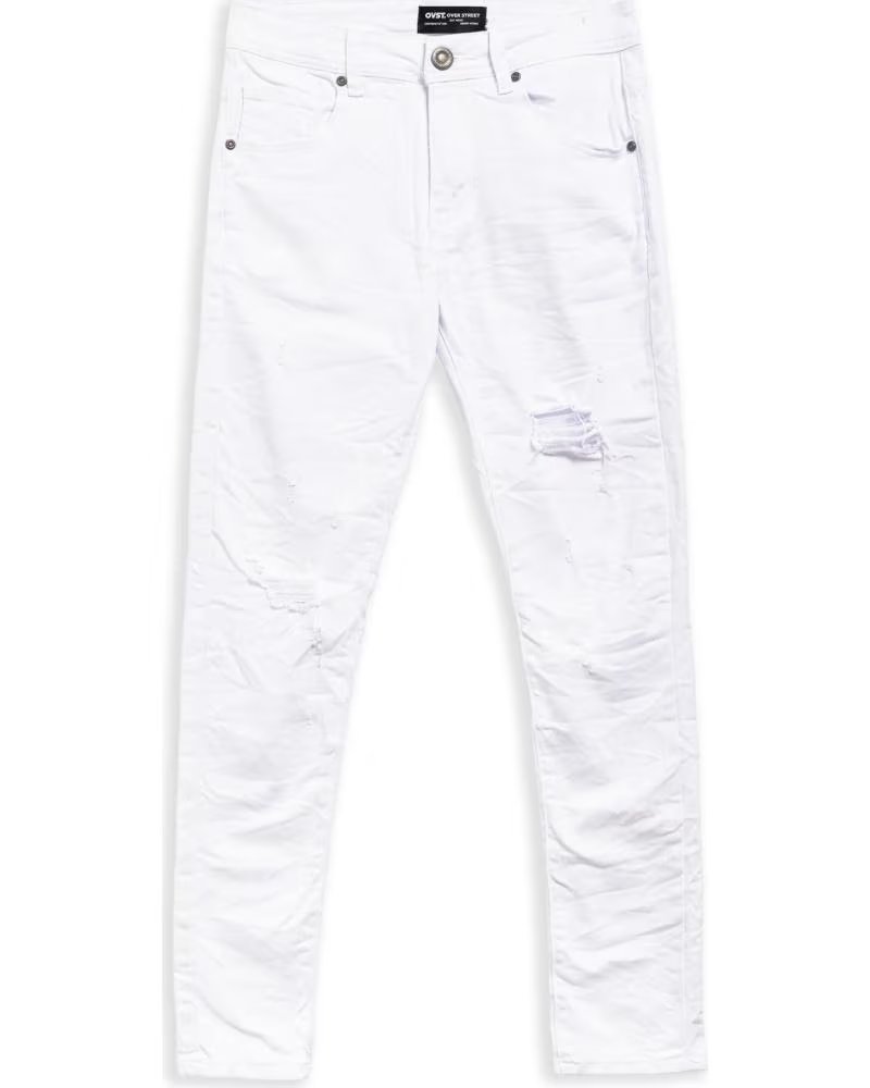 OVER STREET PANTALON SLIM FIT SOFT BROKES PANT BLANCO