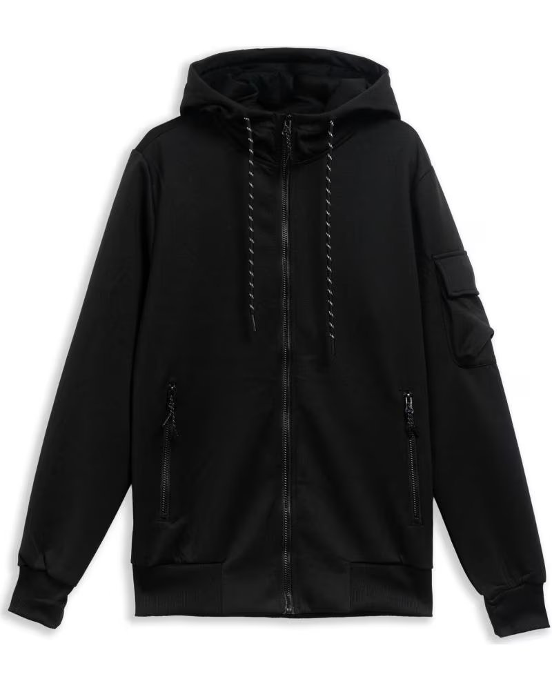 OVER STREET CHAQUETA NEGRA POLY TECH ARM POCKET TRACKJACKET NEGRO