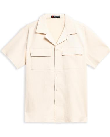 OVER STREET CAMISA AREA ZERO FRONT POCKET STRIPED SHIRT BEIGE