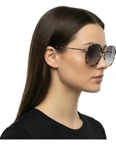 LONGCHAMP GAFAS DE SOL MUJER HEXAGONALES DE METAL CON ARO DE ACETATO L DORADO-HAVANA CLARO