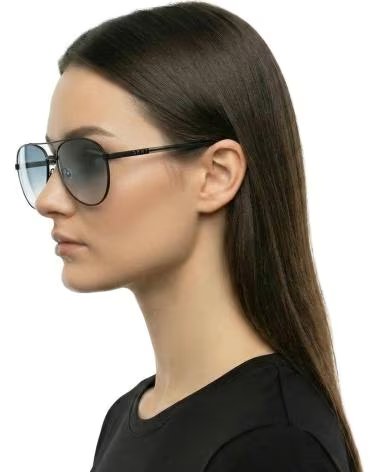 DKNY SONNENBRILLE PILOTENSTIL DK302S METALL SCHWARZ MATT-BLAU REF 1180699 NEGRO MATE-AZUL