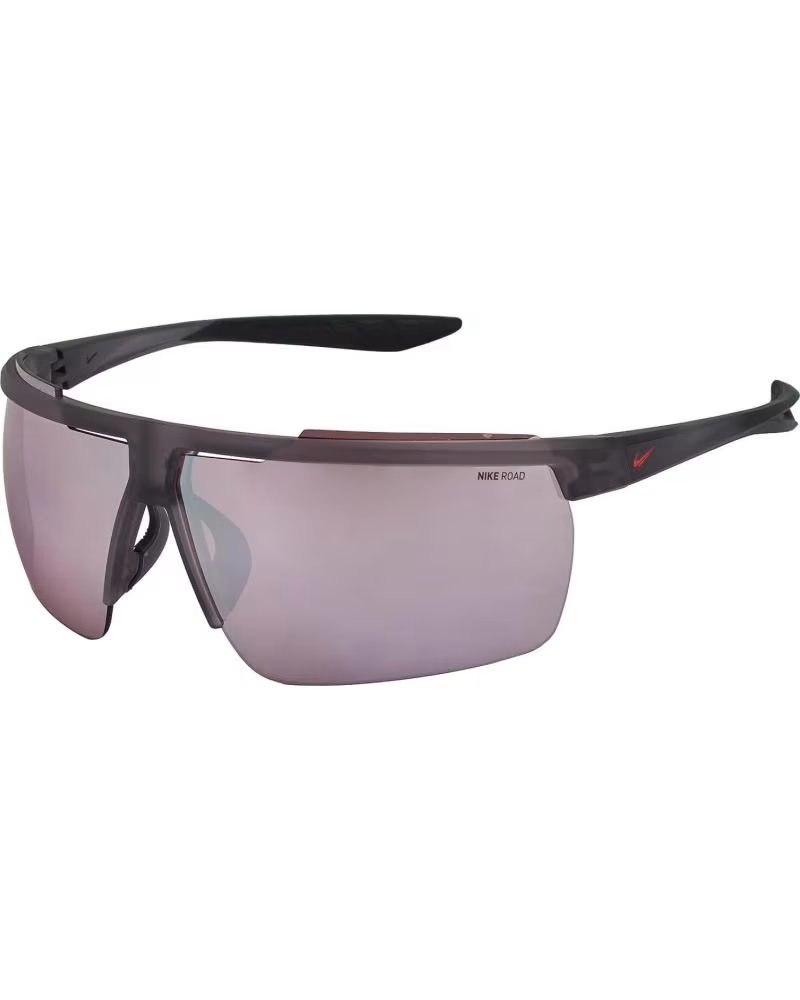 NIKE LUNETTES DE SOLEIL DE SPORT WINDSHIELD-E CW4662-080 ENVELOPPANTES GRIS OSCURO-ROJO