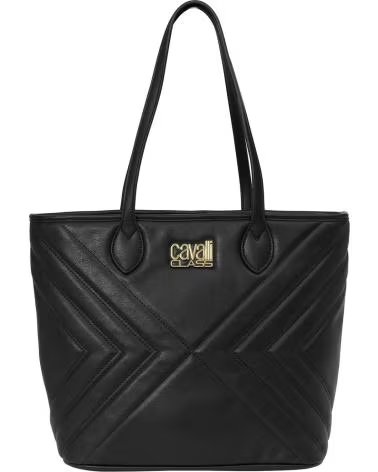 CAVALLI CLASS LARGE TOTE BAG CCHB0228 WITH POUCH INCLUDED NEGRO