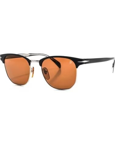 DAVID BECKHAM 7057FS OVAL METAL SUNGLASSES IN BLACK AND SILVER NEGRO-PLATA