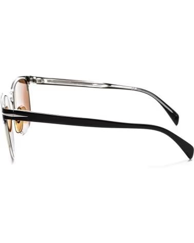 DAVID BECKHAM 7057FS OVAL METAL SUNGLASSES IN BLACK AND SILVER NEGRO-PLATA