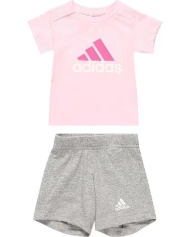 ADIDAS ENSEMBLE BÉBÉ HR5886, T-SHIRT ROSE ET SHORT GRIS MULTICOLOR