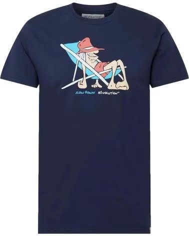 REVOLUTION CAMISETA DE MANGA CORTA LAZ REGULAR TEE EN PARA HOMBRE AZUL