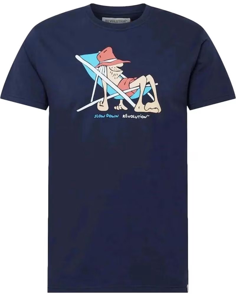 REVOLUTION CAMISETA DE MANGA CORTA LAZ REGULAR TEE EN PARA HOMBRE AZUL