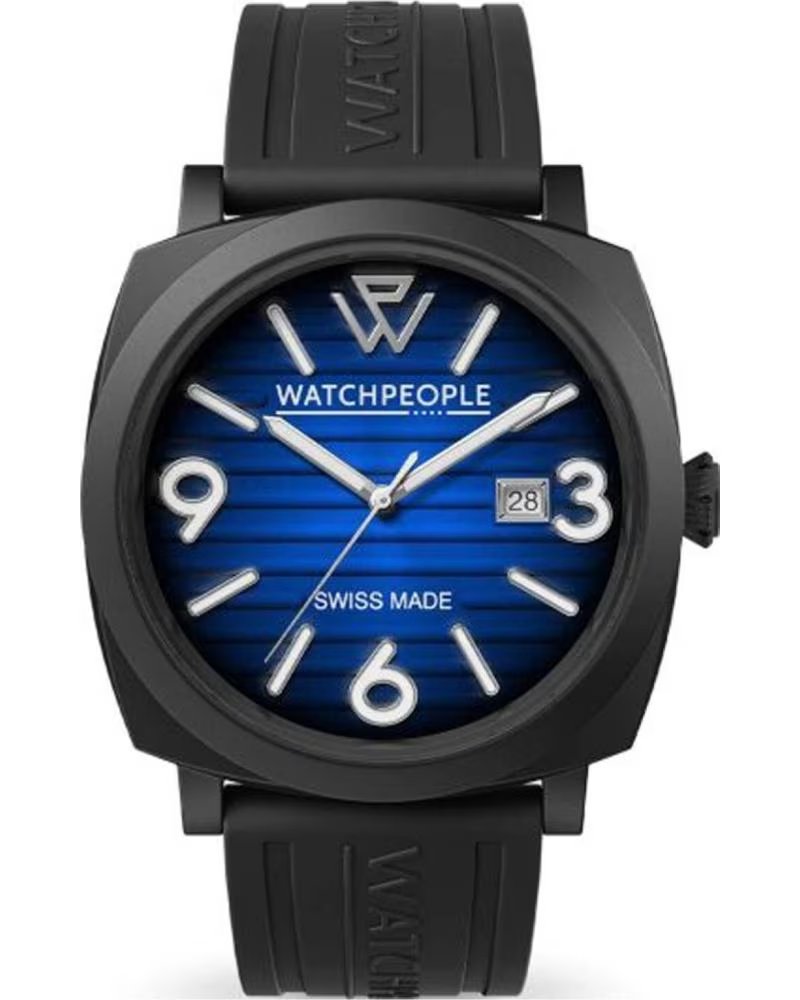 WATCHPEOPLE RELOJ 700992 ESFERA AZUL CON CORREA NEGRA NEGRO