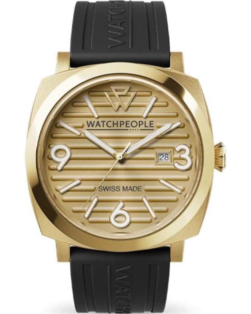 WATCHPEOPLE RELOJ 700993 CON CAJA DORADA Y CORREA NEGRA NEGRO