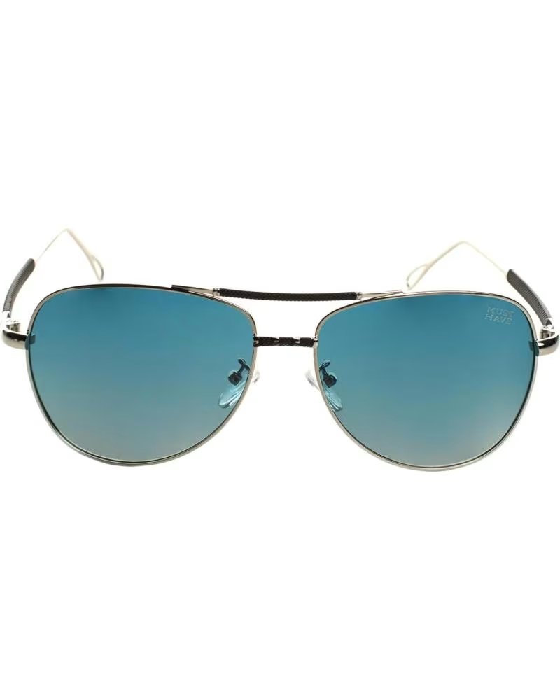 MUST HAVE MILAN POLARIZED PILOT STYLE SUNGLASSES 1186752 BLACK-SILVER NEGRO-PLATA