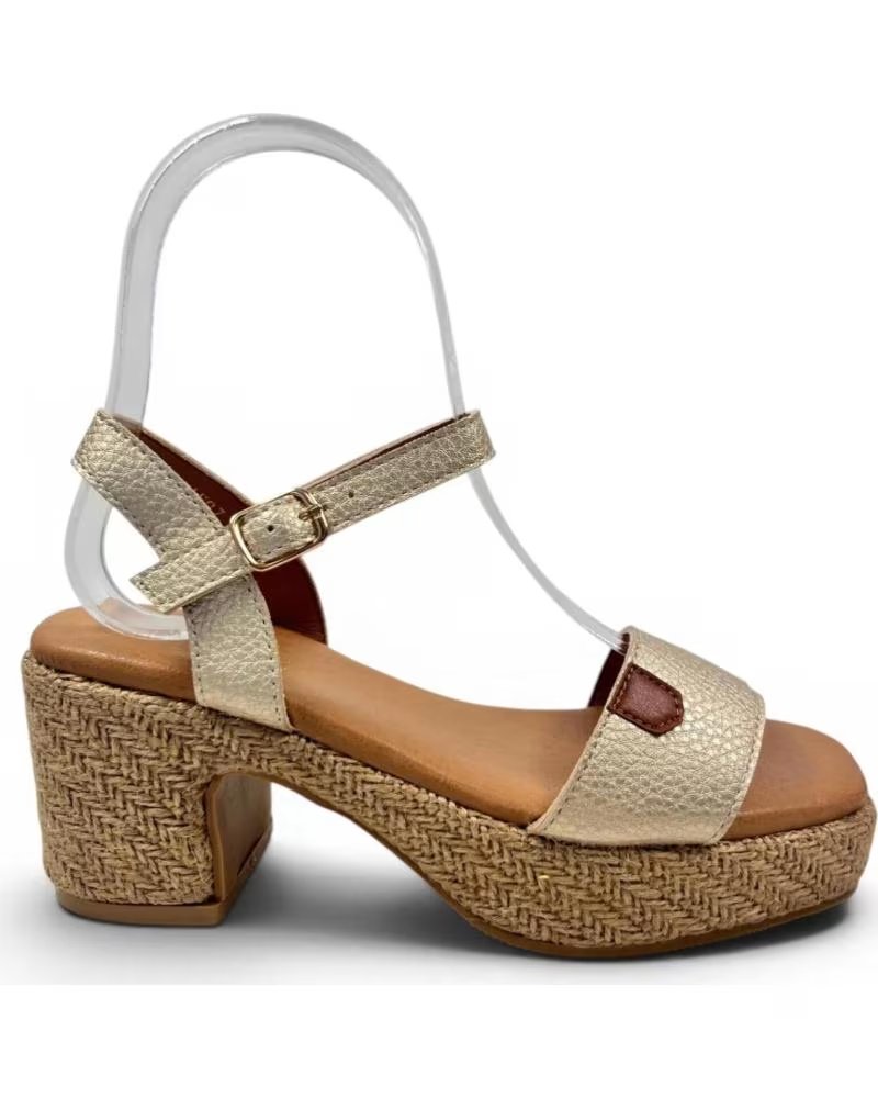 TIMBOS SANDALO CON TACCO IN SPARTO 132706 ORO AMARILLO