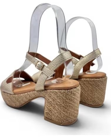 TIMBOS SANDALO CON TACCO IN SPARTO 132706 ORO AMARILLO