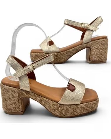 TIMBOS SANDALO CON TACCO IN SPARTO 132706 ORO AMARILLO