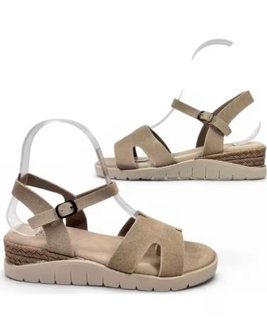 TIMBOS SANDÁLIAS DE CUNHA CONFORTÁVEIS PARA MULHER 132699 BEGE BEIGE