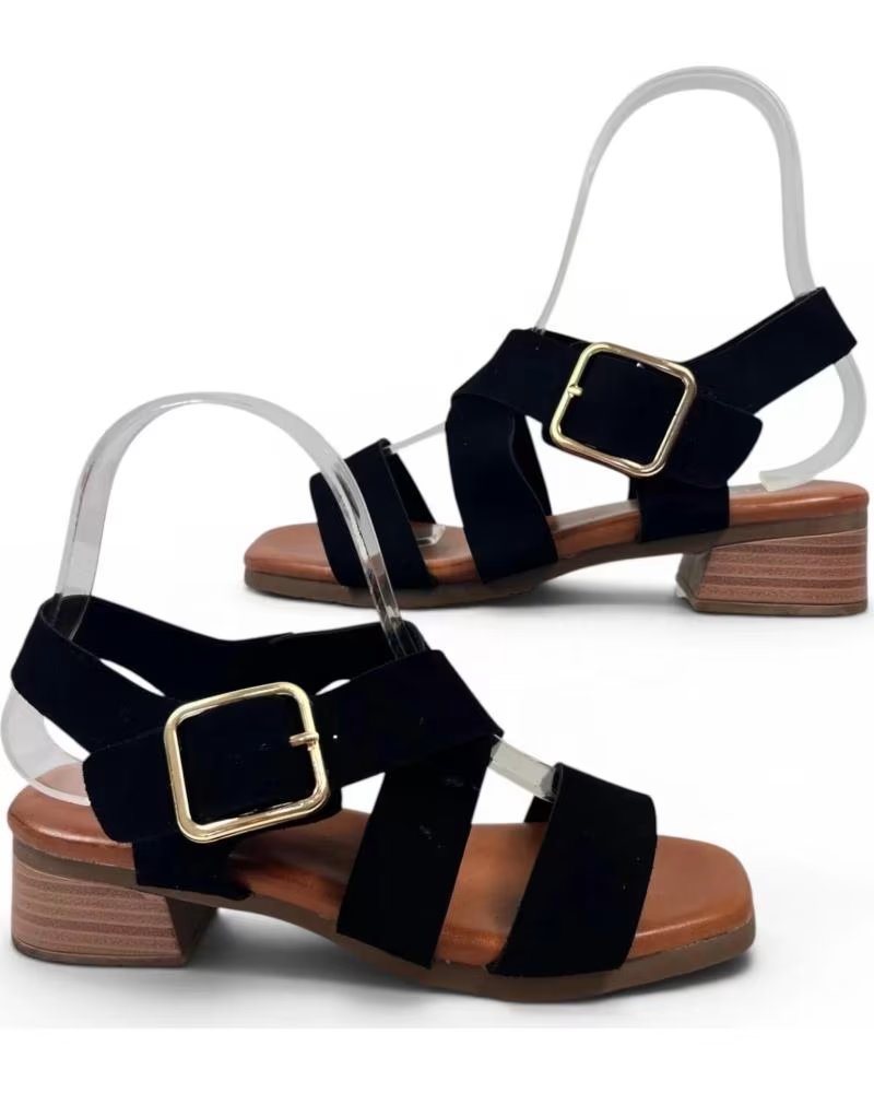 TIMBOS SANDALE TALON BOIS 132696 NOIR RÉF: 1187049 NEGRO