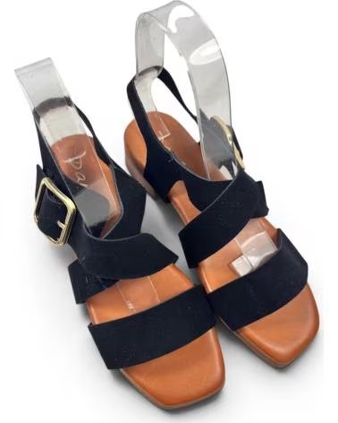 TIMBOS SANDALE TALON BOIS 132696 NOIR RÉF: 1187049 NEGRO