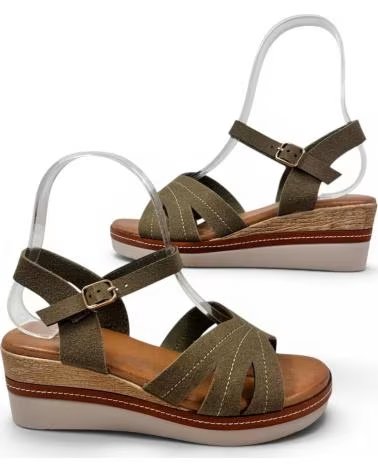 TIMBOS SANDALIA CUÑA CÓMODA MUJER 132694 KAKI REF 1187050 MARRóN
