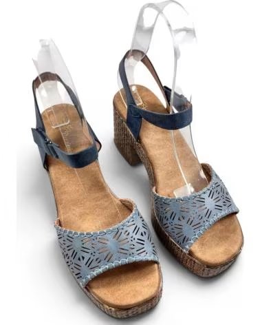 TIMBOS SANDALO TACCO ESPARTO 132651 BLU AZUL