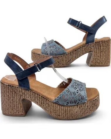 TIMBOS SANDALO TACCO ESPARTO 132651 BLU AZUL