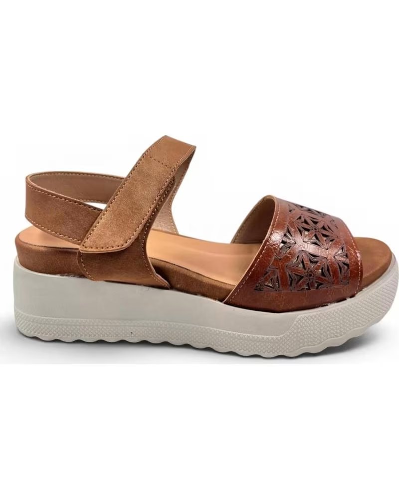 TIMBOS SANDALIA DE CUÑA Y PLATAFORMA 132633 EN PIEL MARRóN