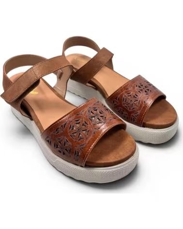 TIMBOS SANDALIA DE CUÑA Y PLATAFORMA 132633 EN PIEL MARRóN