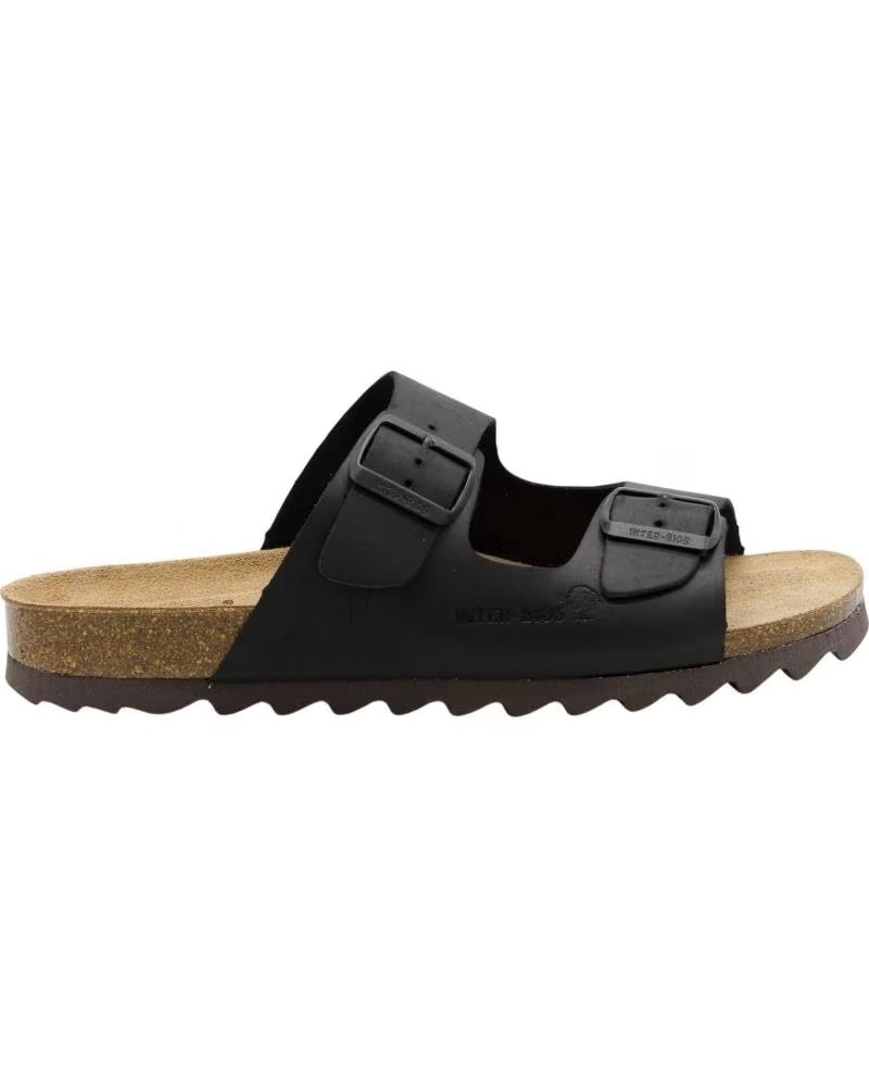 INTERBIOS 9560-SM DOUBLE BUCKLE SANDALS NEGRO