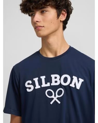 T-SHIRT SILBON CON LOGO STAMPATO 124612 BLU MARINO AZUL