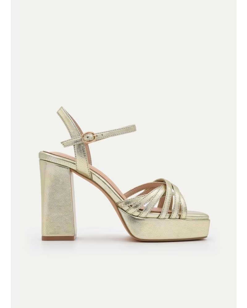 MONTEVITA SERVEDTE SANDALETTEN MIT ABSATZ IN GOLD