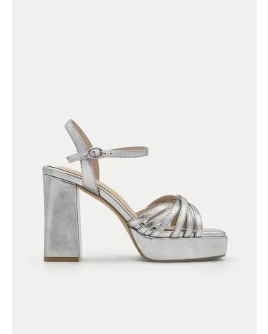 MONTEVITA SERVEDTE ABSATZSANDALEN METALLIC MIT PLATEAU
